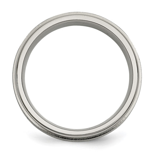 Chisel Titanium Brushed and Polished .05 Carat Diamond Rounded Edge 7mm Band