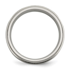 Chisel Titanium Brushed and Polished .05 Carat Diamond Rounded Edge 7mm Band