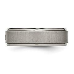 Chisel Titanium Brushed and Polished .05 Carat Diamond Rounded Edge 7mm Band
