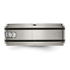 Chisel Titanium Brushed Polished and Enameled 1/2 Carat Diamond 9mm Band
