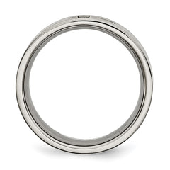 Chisel Titanium Brushed 1/15 Carat Diamond Cross 8mm Flat Band
