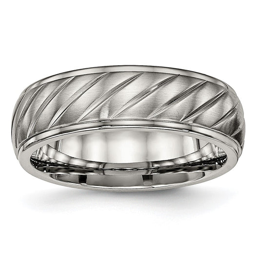 Chisel Titanium Brushed and Polished 7mm Grooved Band