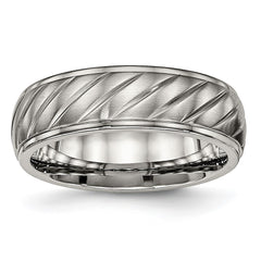 Chisel Titanium Brushed and Polished 7mm Grooved Band
