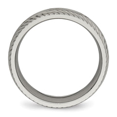 Chisel Titanium Polished Diamond Cut 7mm Band
