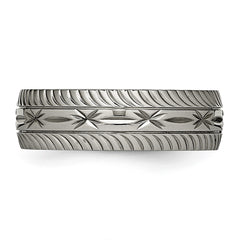 Chisel Titanium Polished Diamond Cut 7mm Band