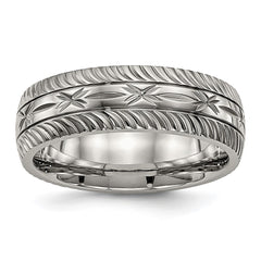 Chisel Titanium Polished Diamond Cut 7mm Band