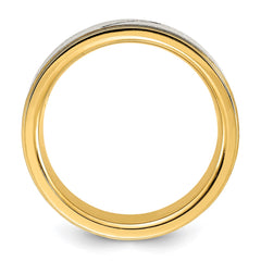 Chisel Titanium Polished Yellow IP-plated with CZ Brushed Center 8.00mm Band