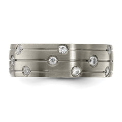 Chisel Titanium Brushed with CZ 8.00mm Band