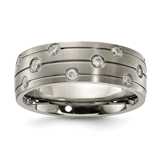 Chisel Titanium Brushed with CZ 8.00mm Band