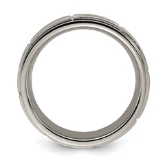 Chisel Titanium Polished with Brushed Center with CZ 7.00mm Band
