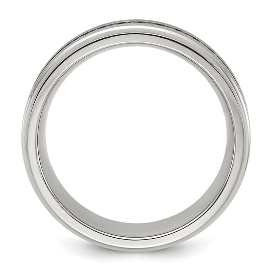 Chisel Titanium Polished with Brushed Center and CZ 7mm Band
