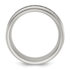 Chisel Titanium Polished with Brushed Center and CZ 7mm Band