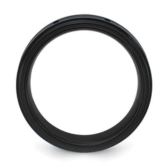 Chisel Titanium Brushed and Polished Black and Blue IP-plated 8mm Band