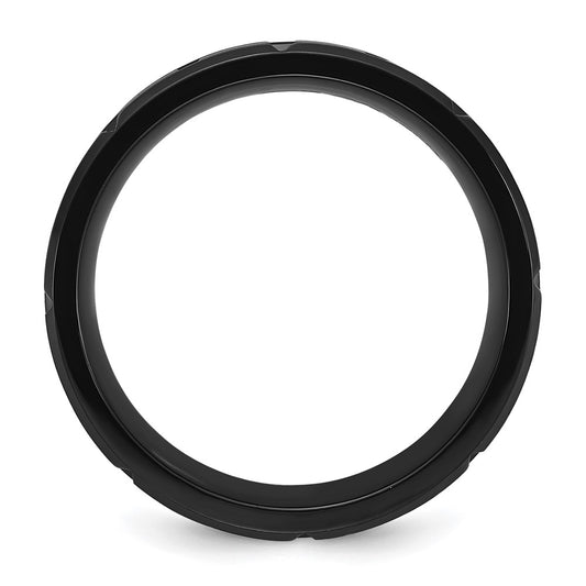 Chisel Titanium Brushed and Polished Black IP-plated Notched 8mm Band