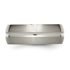 Chisel Titanium Brushed and Polished 8mm Grooved Band