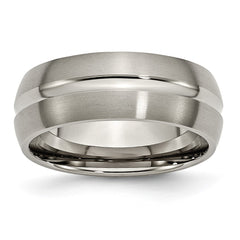 Chisel Titanium Brushed and Polished 8mm Grooved Band
