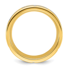 Chisel Titanium Polished with Brushed Center Yellow IP-plated CZ 8mm Band