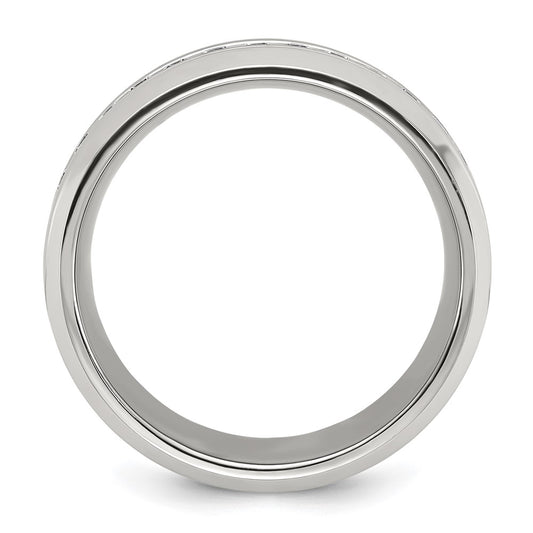 Chisel Titanium Polished with CZ 8mm Band