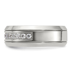 Chisel Titanium Polished with CZ 8mm Band
