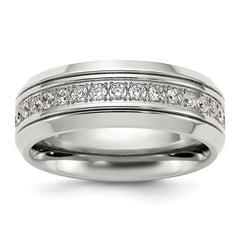 Chisel Titanium Polished with CZ 8mm Band