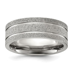 Chisel Titanium Polished Laser-cut Grooved 8mm Band
