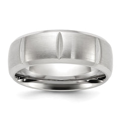 Chisel Titanium Brushed and Polished Grooved 8mm Band