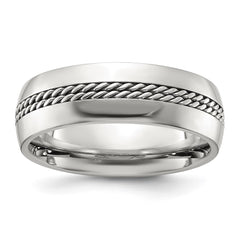 Chisel Titanium Polished with Curb Chain Inlay 7mm Band
