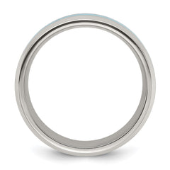 Chisel Titanium Polished with Turquoise Inlay 8mm Band