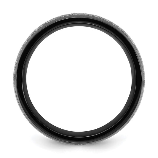 Chisel Titanium Polished Black IP-plated with Imitation Meteorite Inlay 8mm Band
