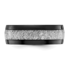 Chisel Titanium Polished Black IP-plated with Imitation Meteorite Inlay 8mm Band