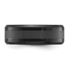 Chisel Titanium Polished Black IP-plated Brushed Center 8mm Band