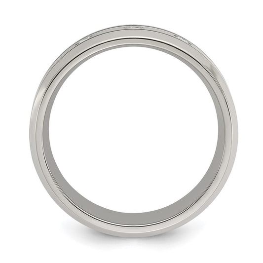 Chisel Titanium Polished with CZ 8mm Band