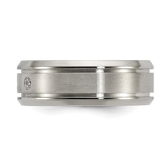 Chisel Titanium Polished with CZ 8mm Band