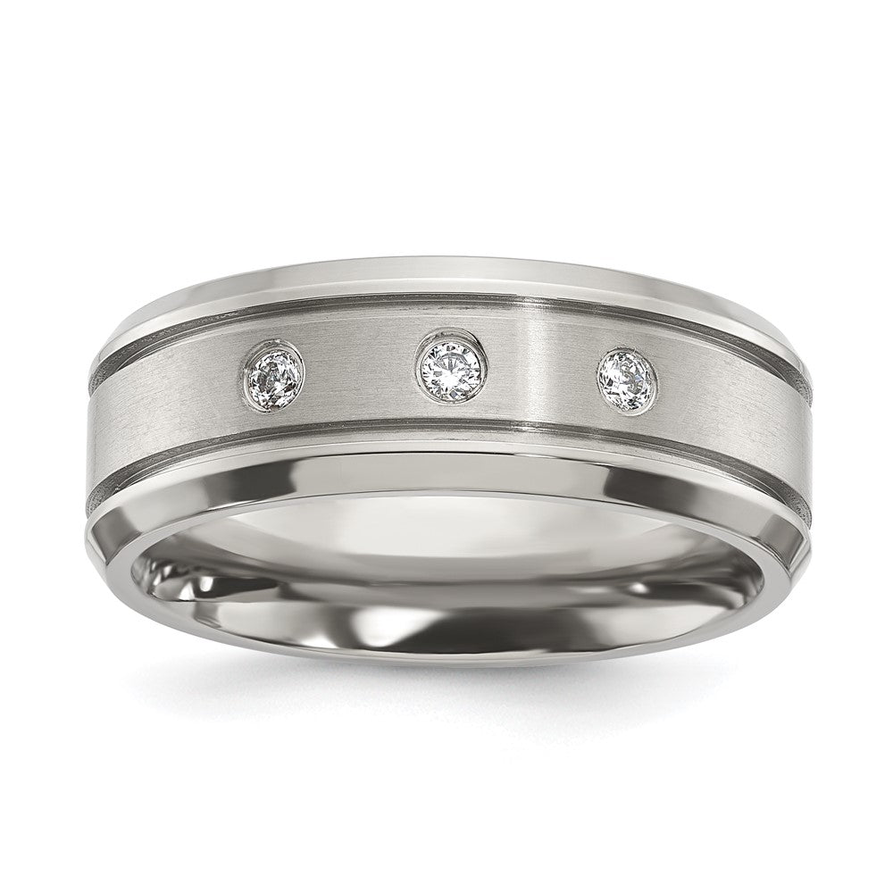 Chisel Titanium Polished with CZ 8mm Band