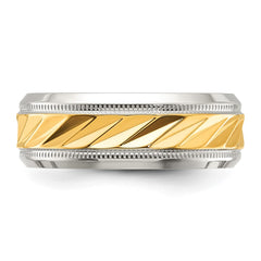 Chisel Titanium Polished with Yellow IP-plated Grooved Center 8mm Band