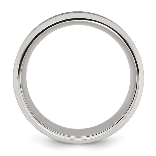 Chisel Titanium Polished Black IP-plated Textured Center 8mm Band