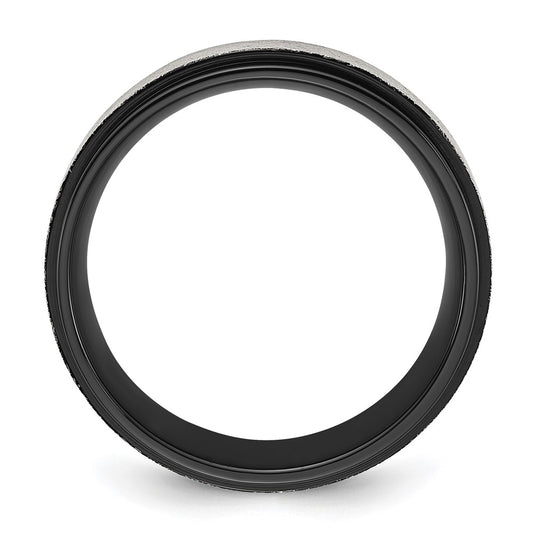 Chisel Titanium Polished with Brushed Center Black IP-plated 8mm Band