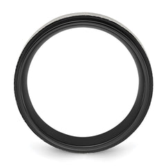 Chisel Titanium Polished with Brushed Center Black IP-plated 8mm Band