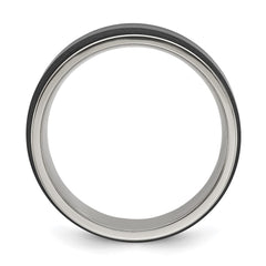 Chisel Titanium Polished with Brushed Black Zirconium Rotating Inner Channel 8mm Band