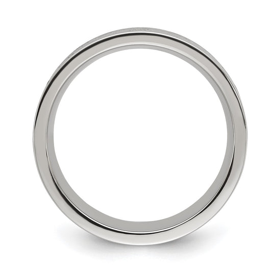 Chisel Titanium Polished with Wood, Imitation Meteorite and Red Stone Inlay 8mm Band