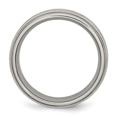 Chisel Titanium Brushed Center 7mm Criss-cross Design Ridged Edge Band