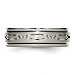 Chisel Titanium Brushed Center 7mm Criss-cross Design Ridged Edge Band
