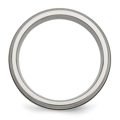 Chisel Titanium Antiqued and Brushed with Sterling Silver Inlay 8mm Grooved Band