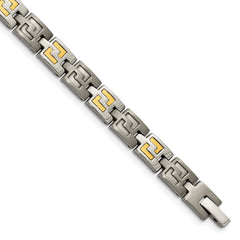 Chisel Titanium with 14k Gold Inlay Brushed and Polished 8.5 inch Bracelet TBB124-8.5