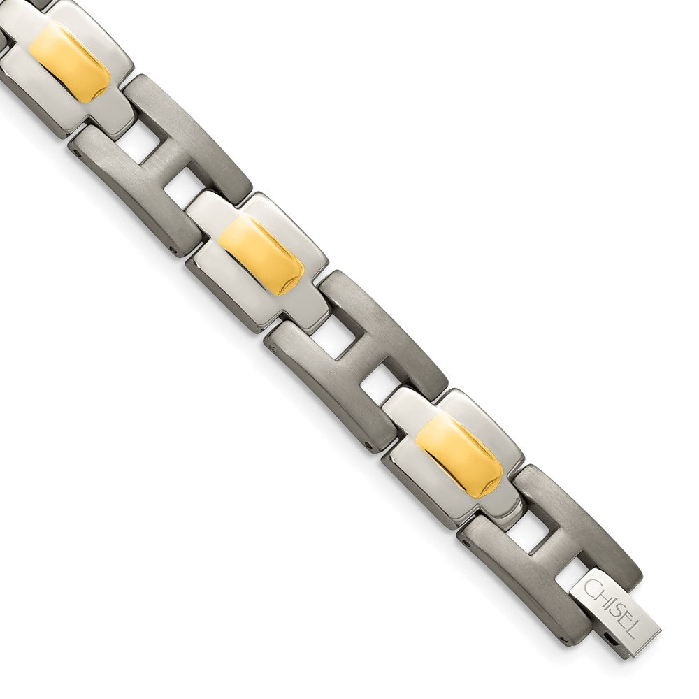 Chisel Titanium Brushed and Polished Yellow IP-Plated 9 inch Bracelet TBB126-9