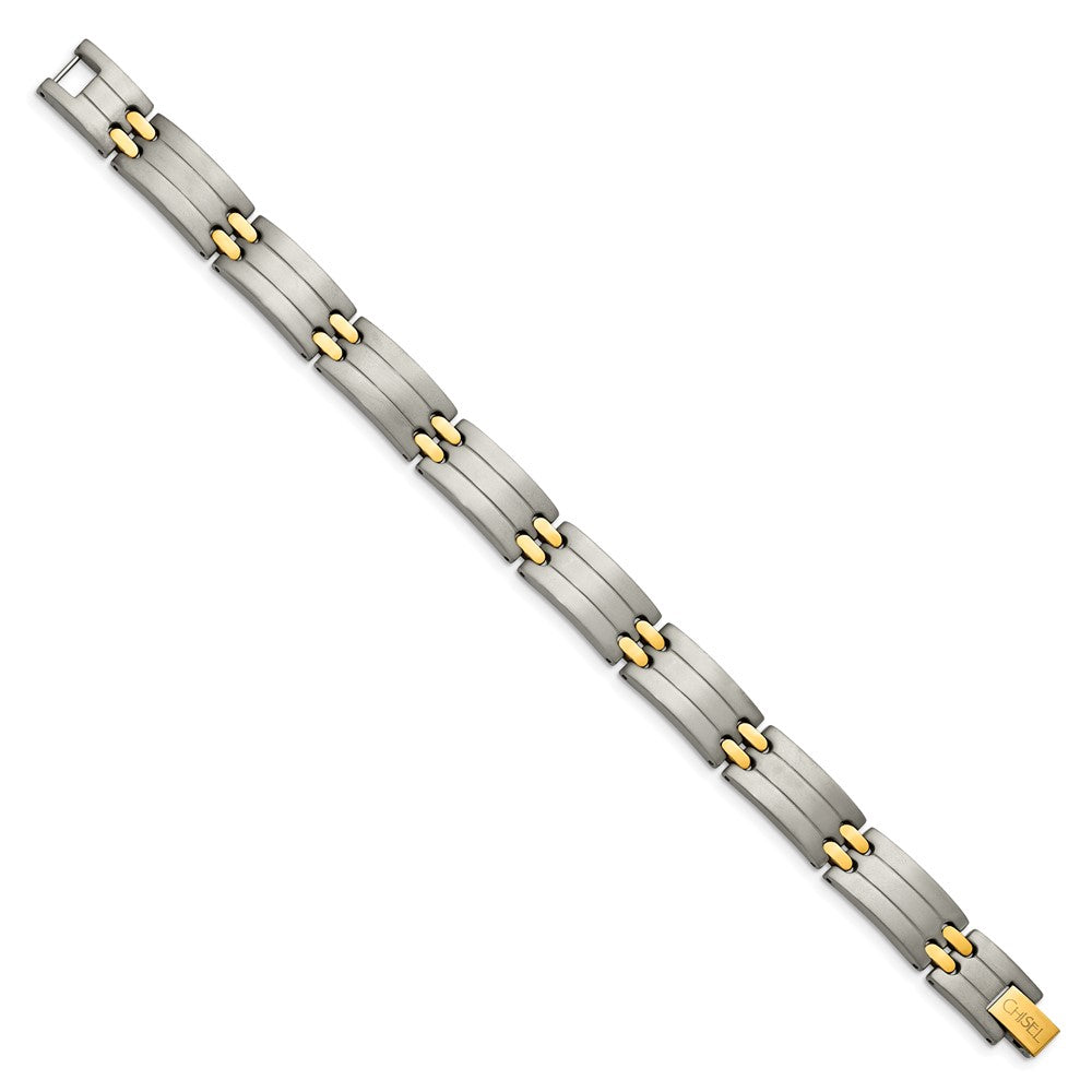Chisel Titanium Brushed and Polished Yellow IP-Plated 8.5 inch Bracelet TBB127-8.5