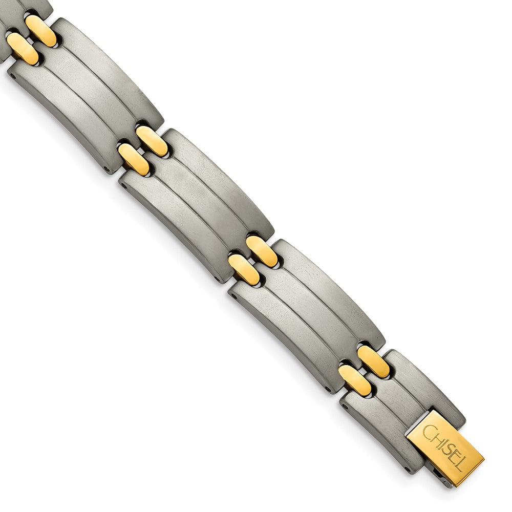 Chisel Titanium Brushed and Polished Yellow IP-Plated 8.5 inch Bracelet TBB127-8.5