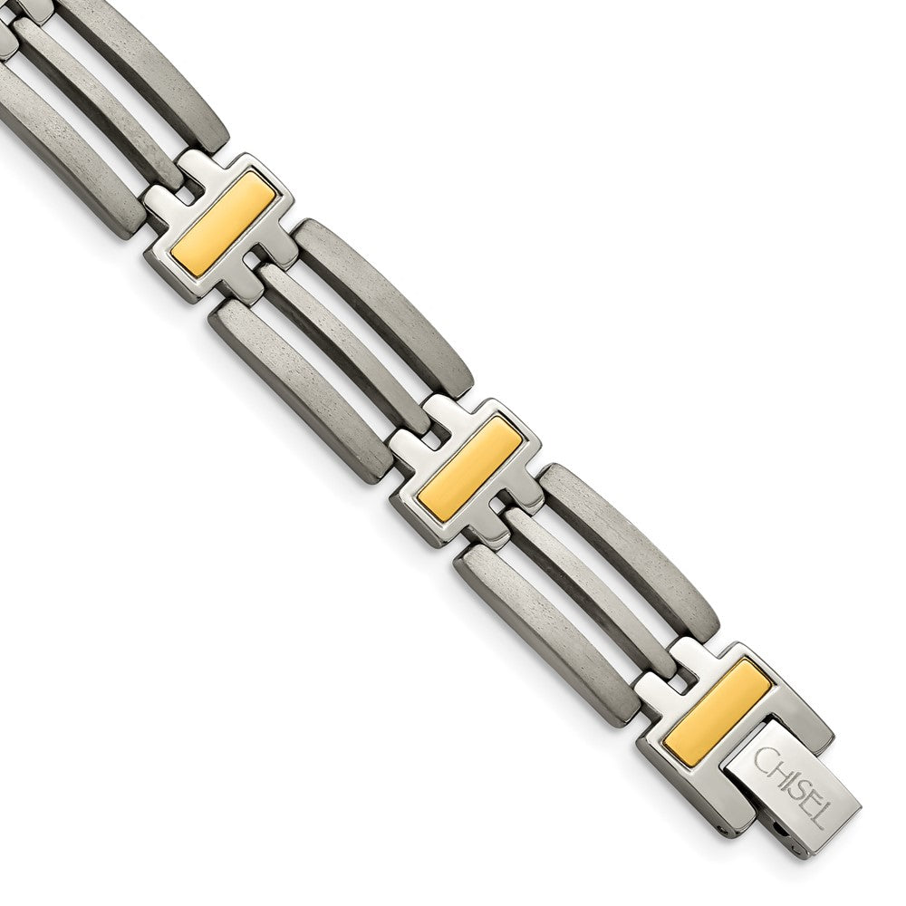 Chisel Titanium Brushed and Polished Yellow IP-Plated 8.5 inch Bracelet TBB128-8.5
