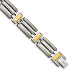 Chisel Titanium Brushed and Polished Yellow IP-Plated 8.5 inch Bracelet TBB128-8.5