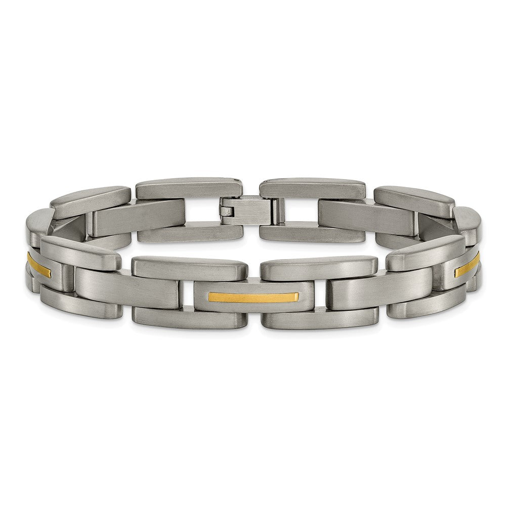 Chisel Titanium with 14k Gold Inlay Brushed 8.5 inch Bracelet TBB131-8.5